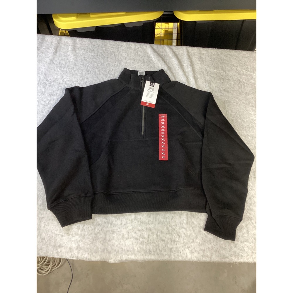 Members Mark‎ Womens Fleece Half Zip Pullover Cropped Black XL Sweatshirt
